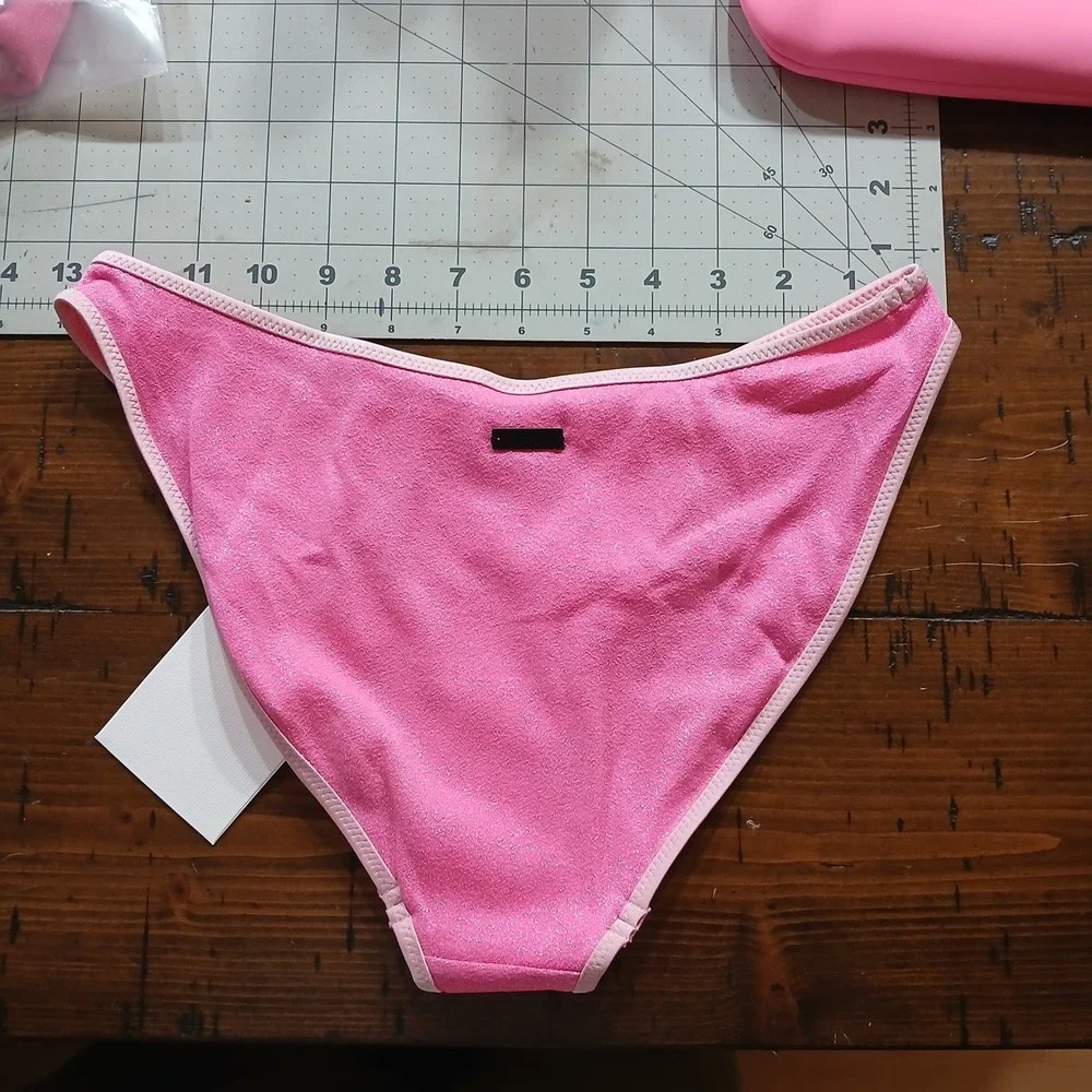 NWT TRIANGL pink punch sparkle S bikini set w/ bag beach coquette fairy y2k doll